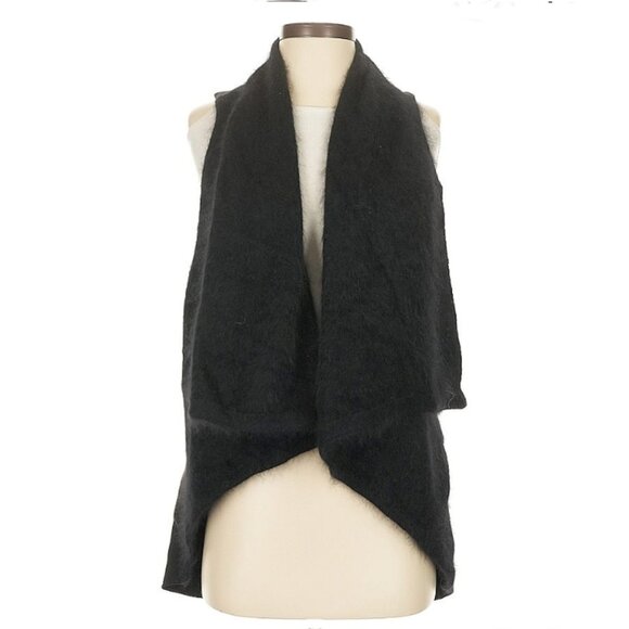 Initial Ladies Mixed Media Faux Fur Waistcoat in Black
